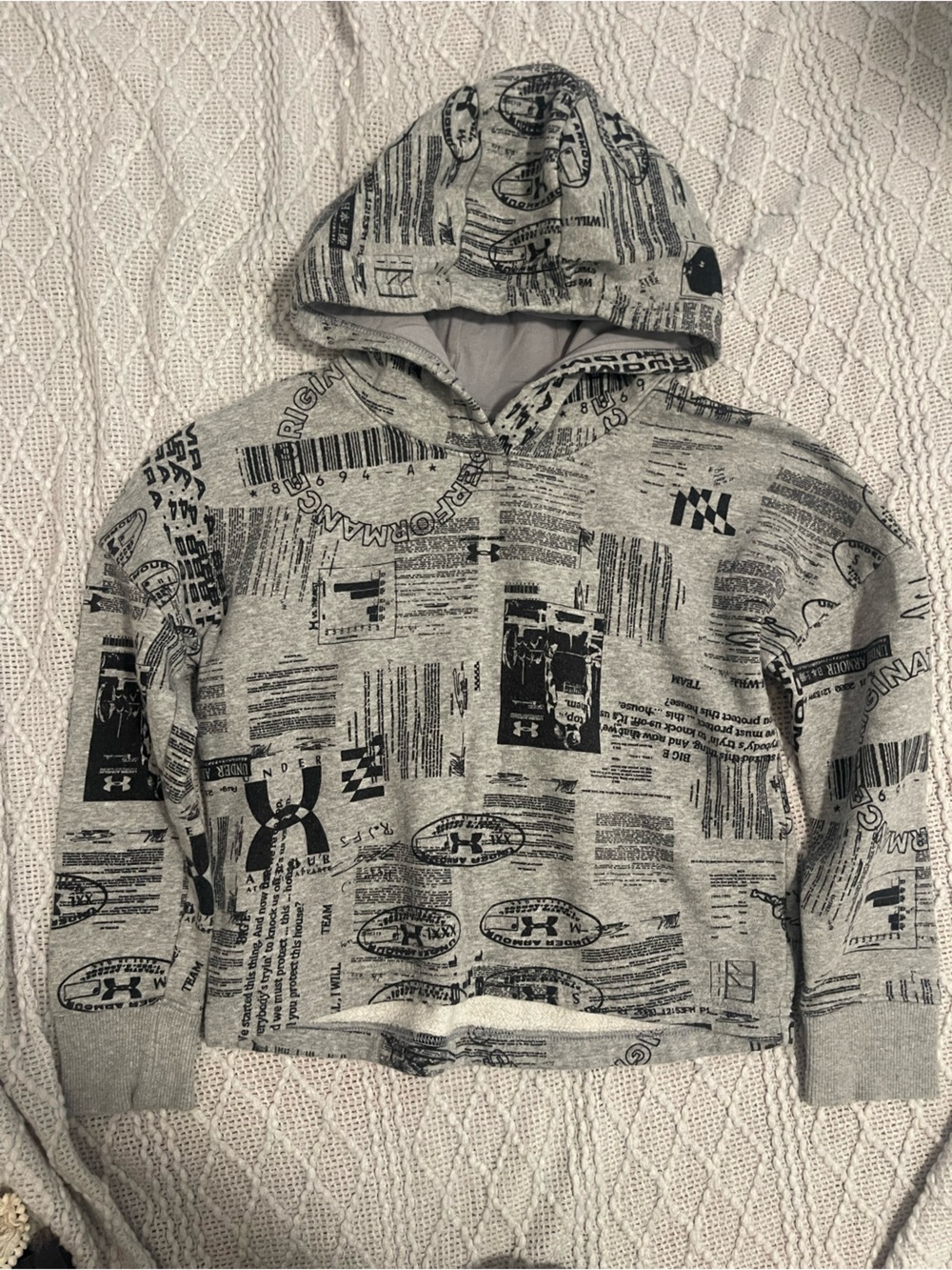 Under Armour Gray and Black Graphic Zip Hoodie - Kids